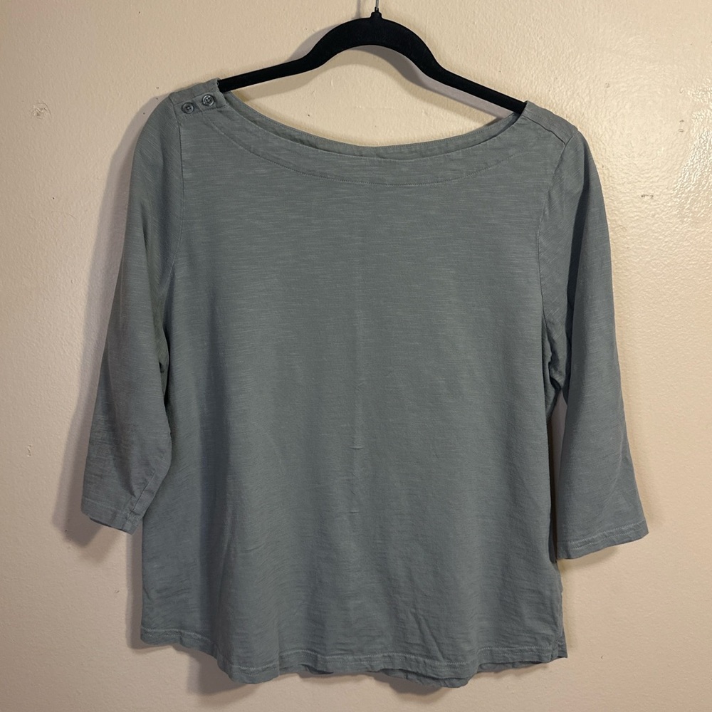PACT Organic Cotton 3/4 Sleeve Boatneck Top Size M Sage Green